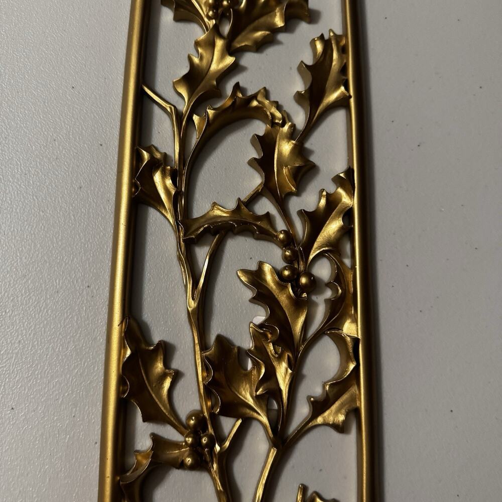 Vintage Christmas Dart Gold Holly Berries Wall Panel 1954 MCM Hollywood Regency - Picture 14 of 14
